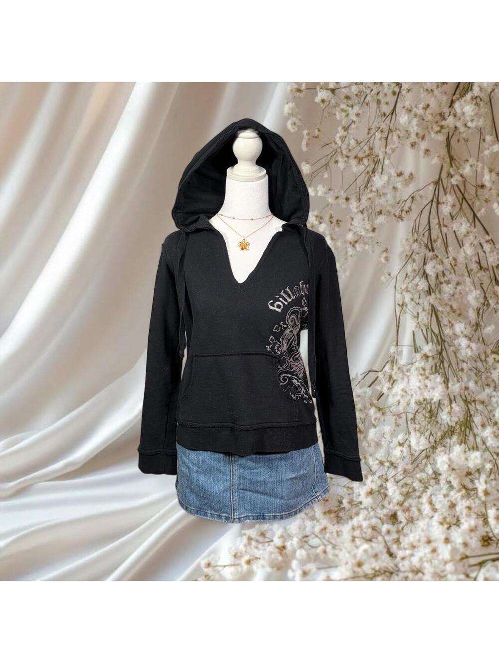 BILLABONG Y2K BLACK GRAPHIC PULLOVER HOODIE